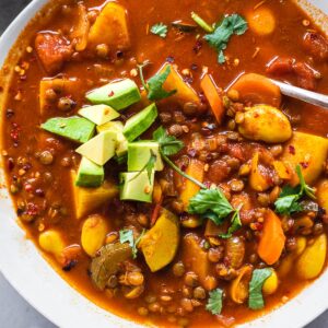 Vegan lentil soup with butter beans gluten-free