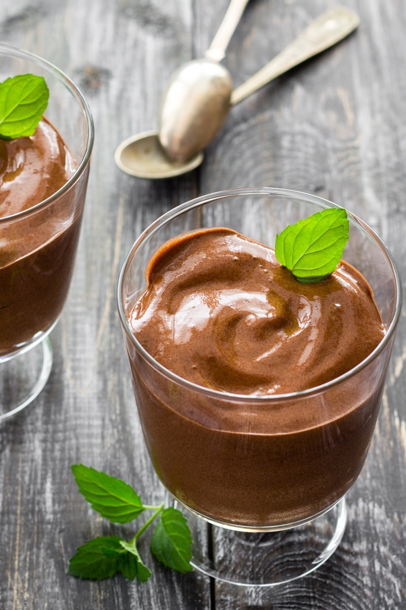 Chocolate tofu mousse in a glass