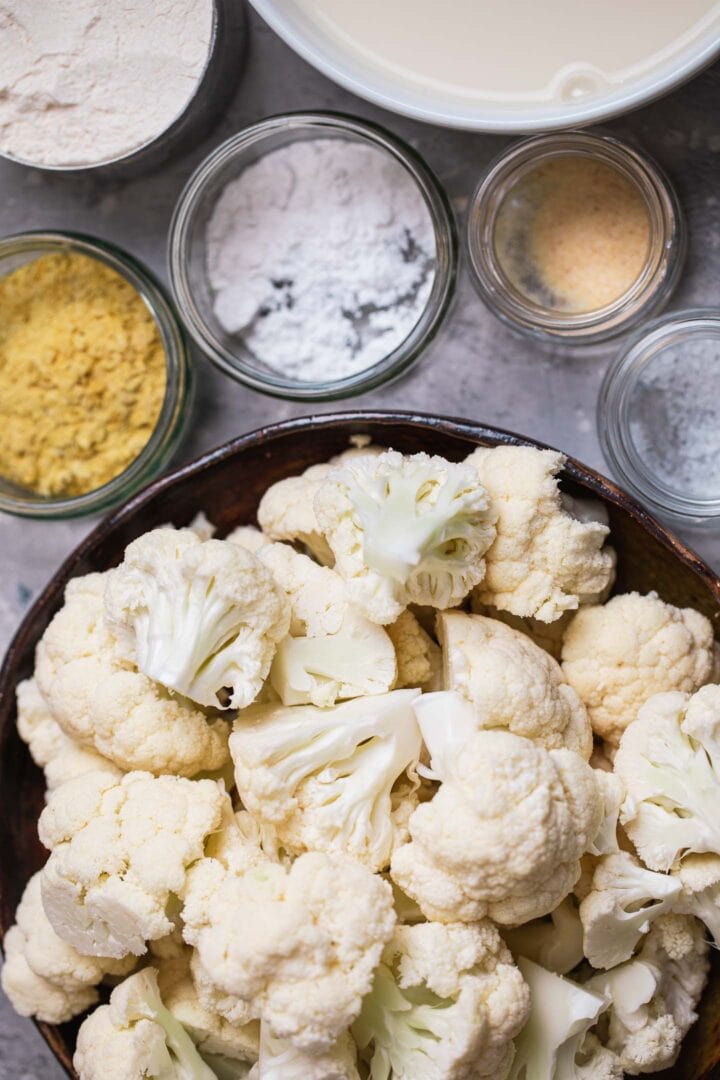 Ingredients for crispy vegan cauliflower wings