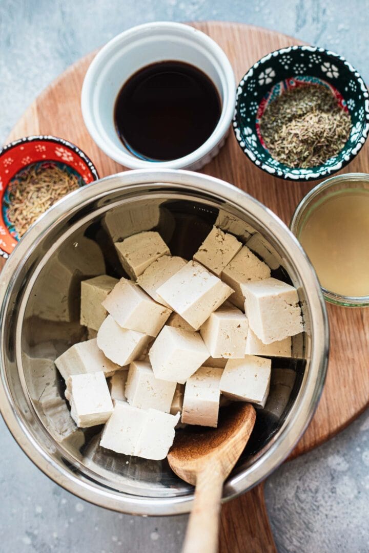 Ingredients for tofu feta