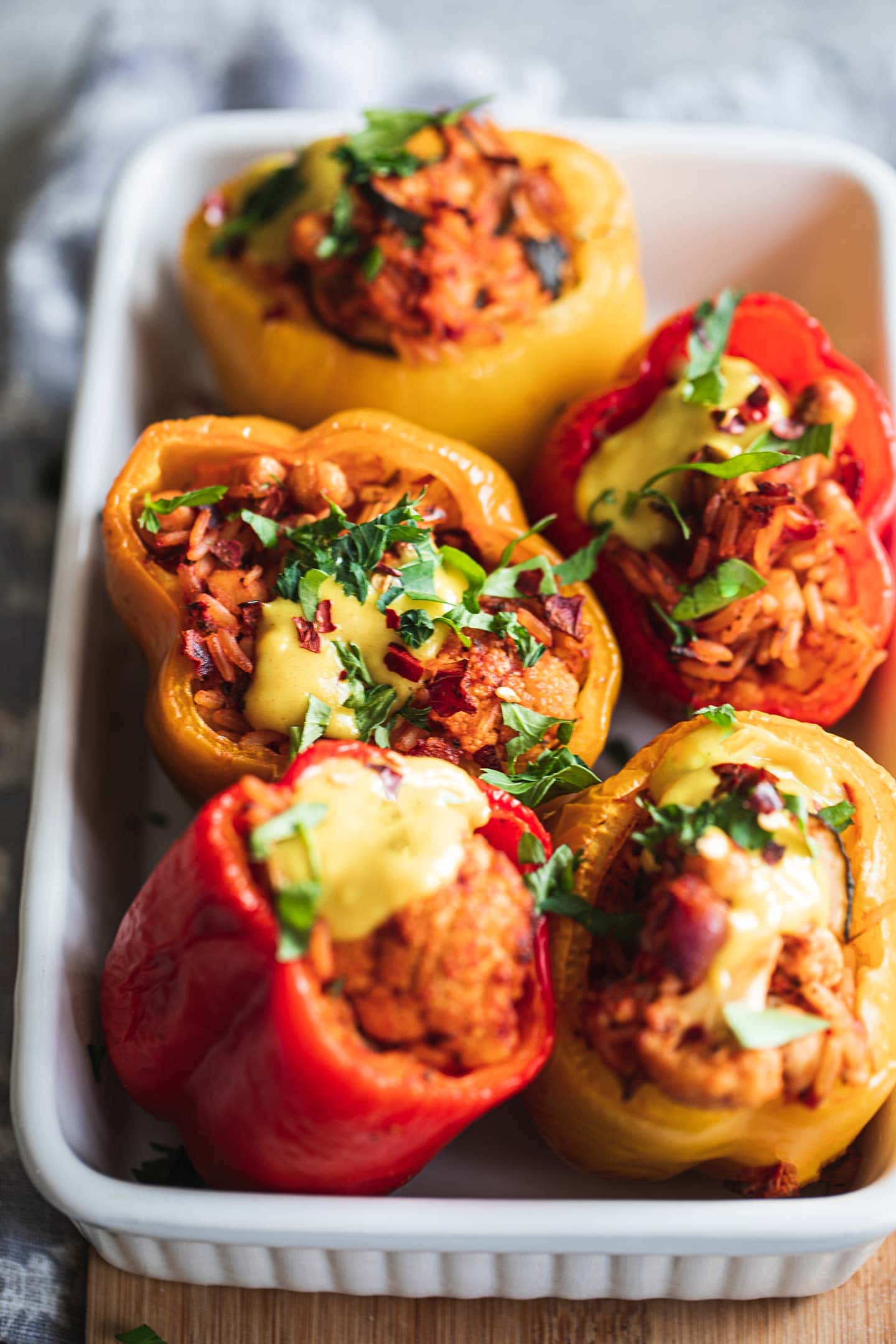 Chickpea And Cauliflower Vegan Stuffed Peppers