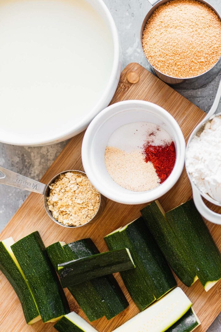 Ingredients for vegan zucchini fries