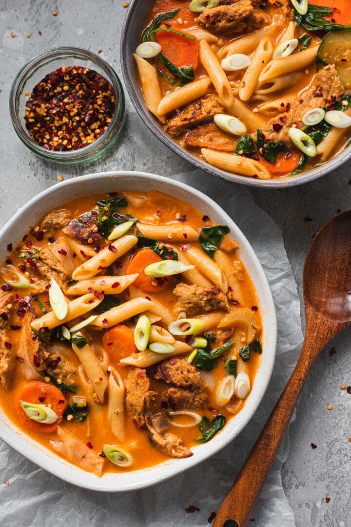 Vegan chicken noodle soup recipe
