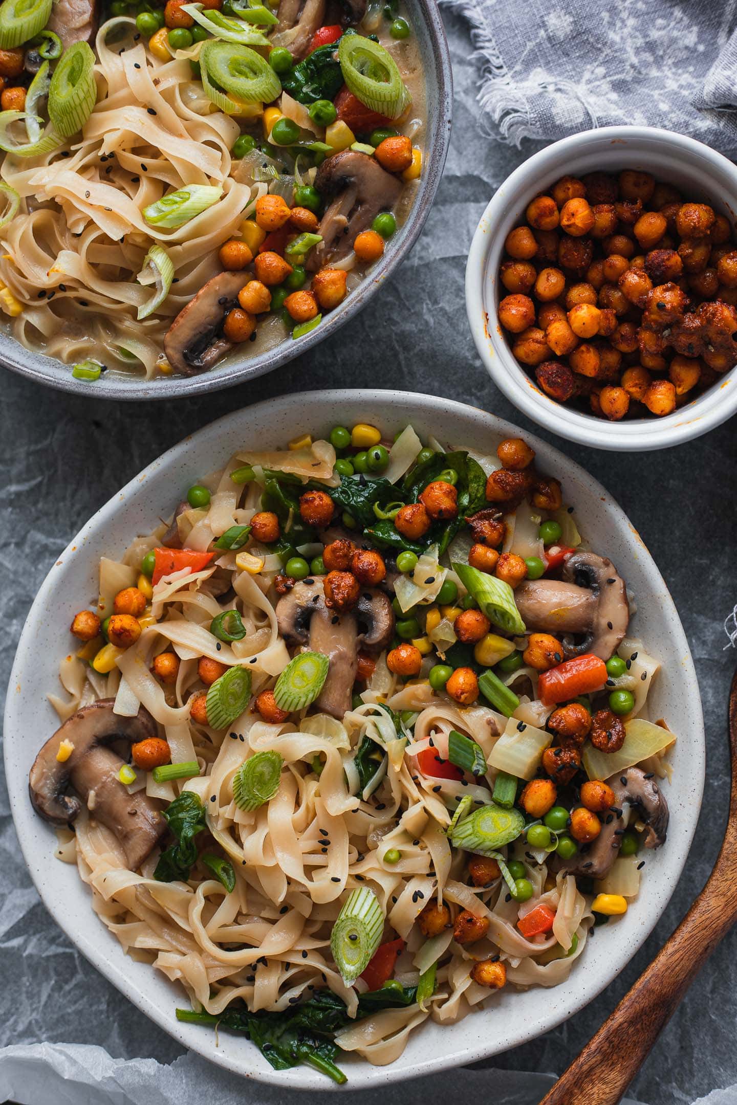Noodle Soup With Roasted Chickpeas