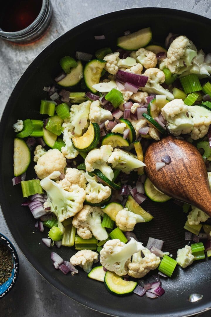 Vegetables in a frying pan