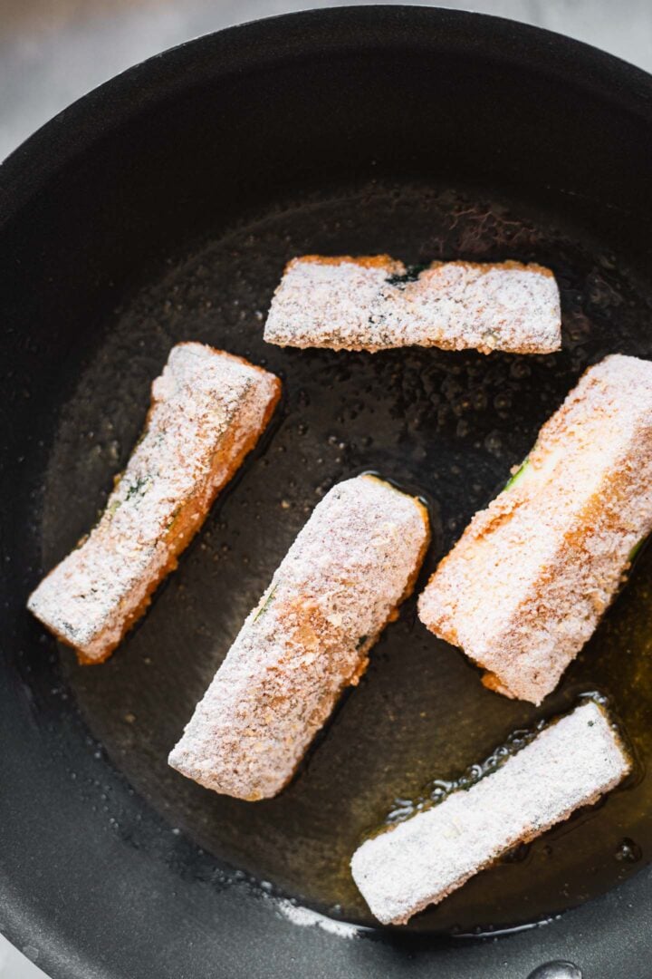 Zucchini fries in a pan