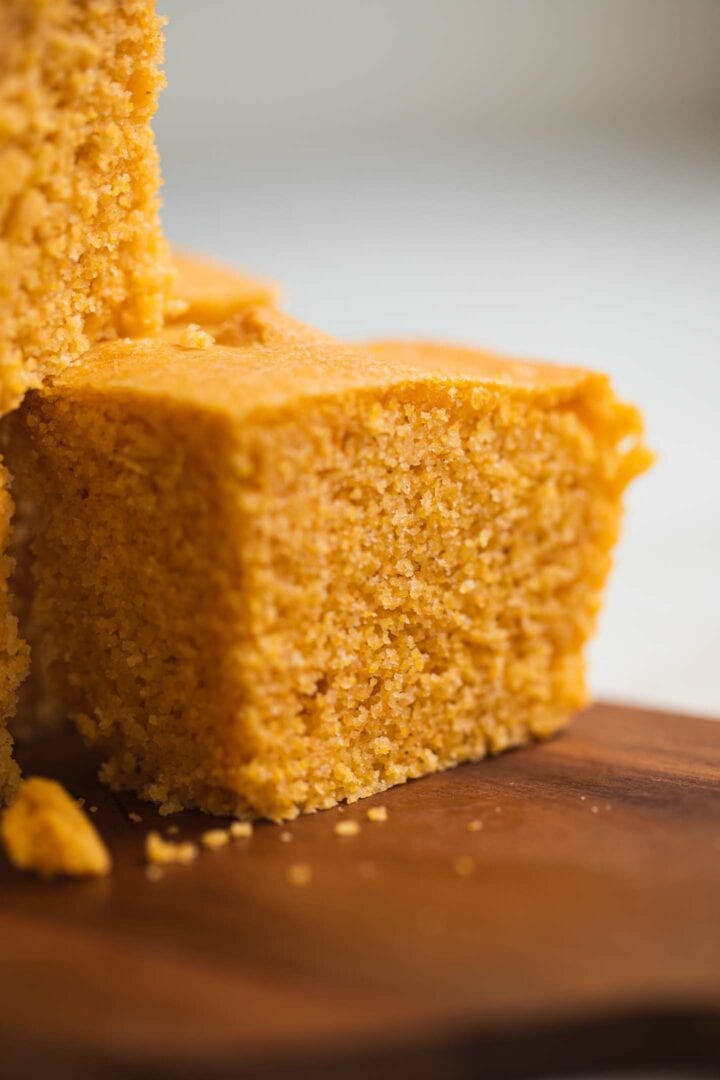 Closeup of vegan bread made from polenta