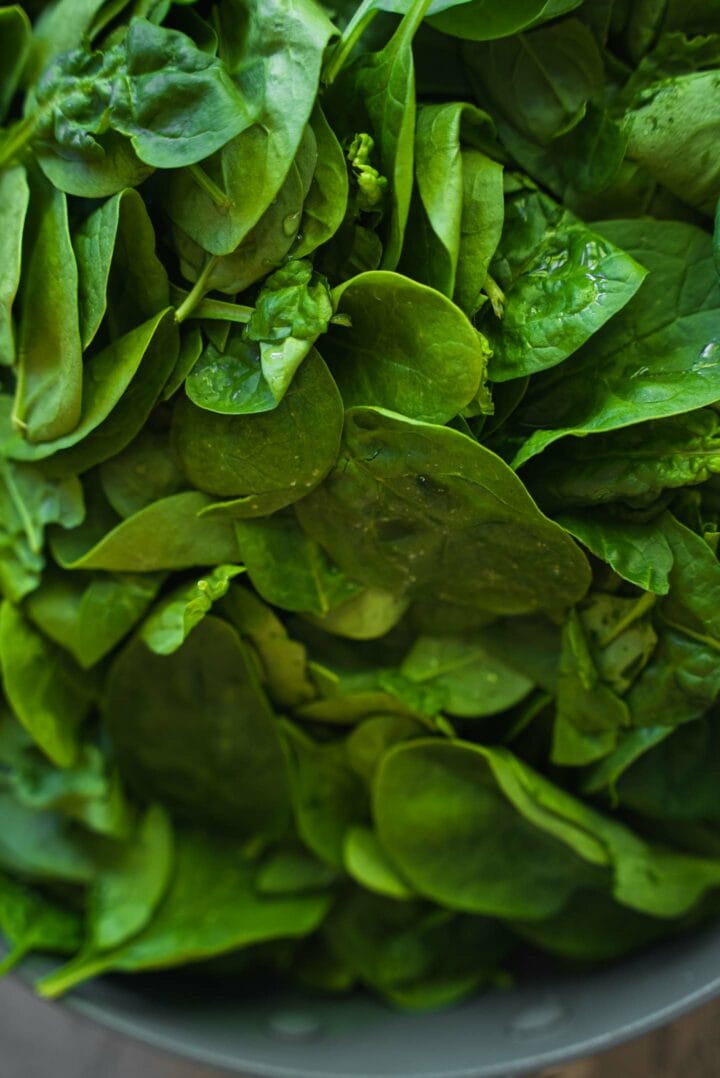 Spinach in a frying pan