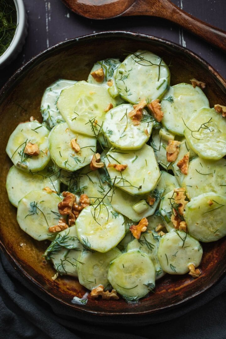 Vegan Polish cucumber salad (Mizeria)