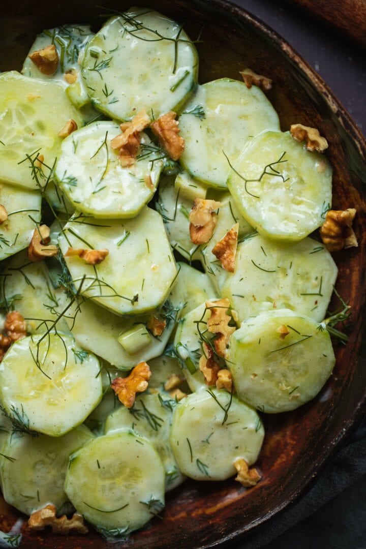 Vegan Polish cucumber salad (Mizeria)