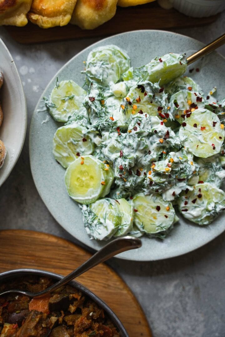 Vegan Russian food on a table