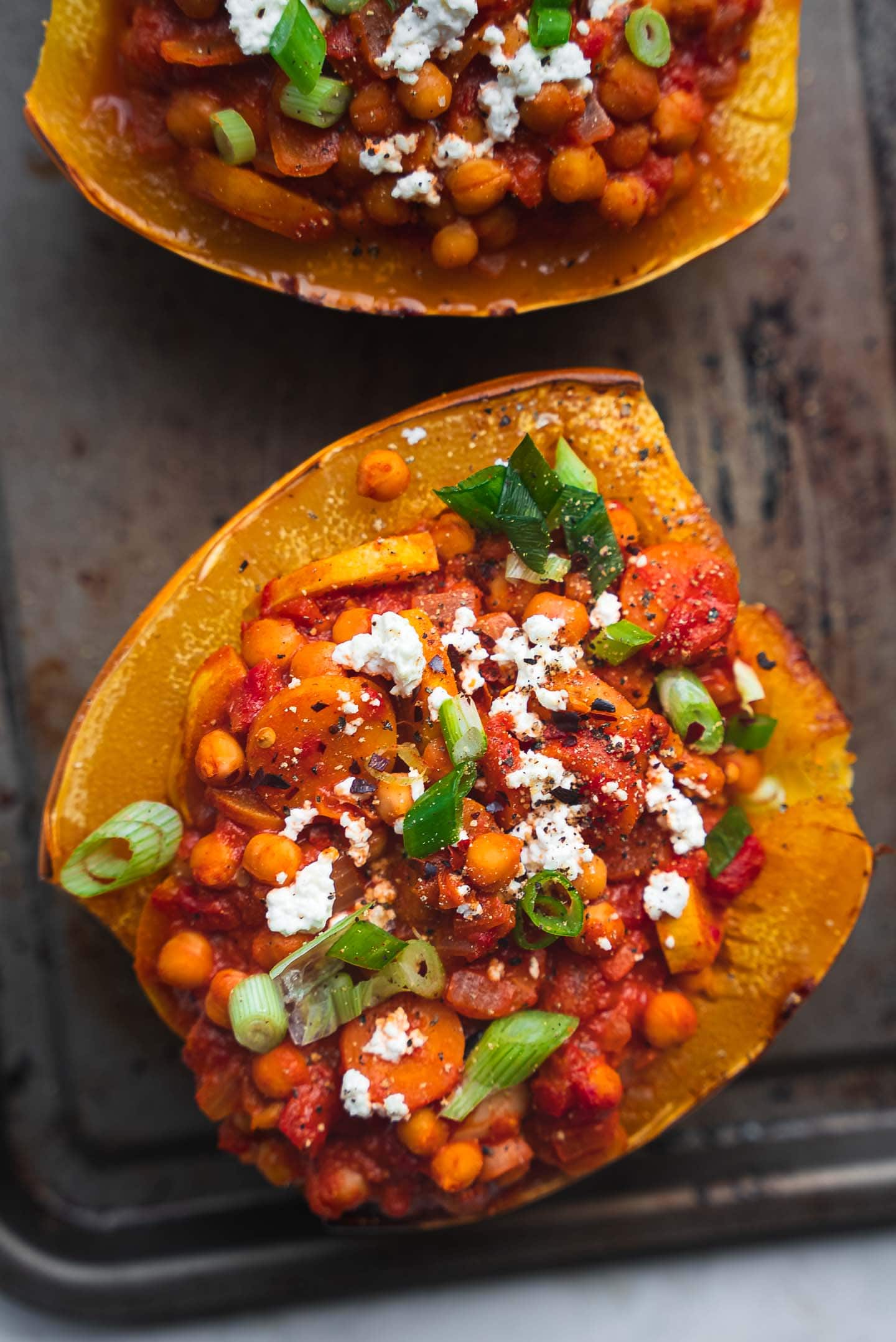 Chickpea Stuffed Spaghetti Squash