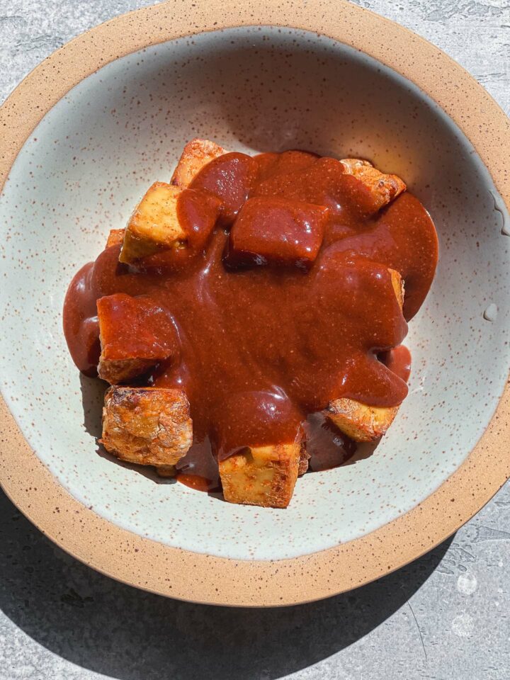 Baked tofu with BBQ sauce