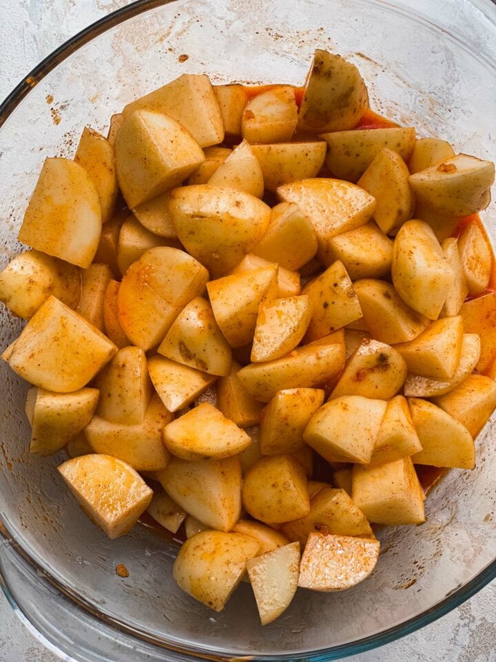 Potatoes in a mixing bowl
