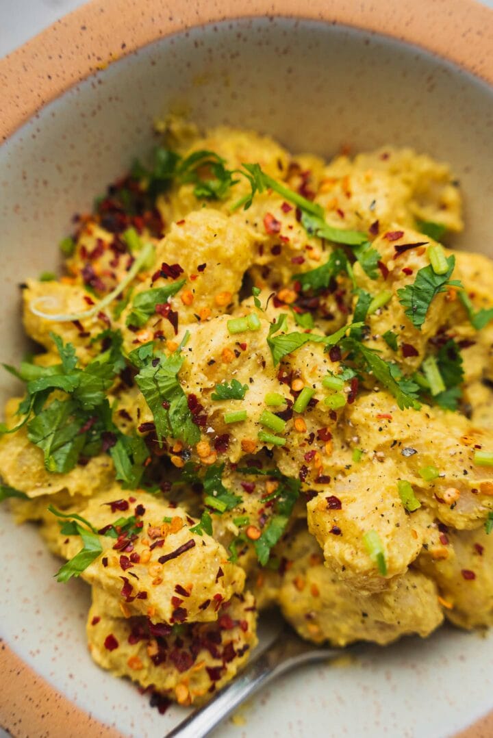 Gnocchi with a cheesy vegan sauce