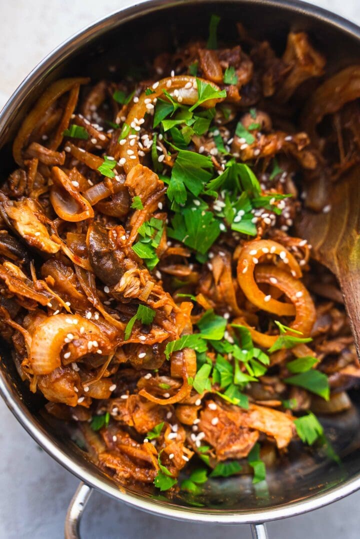 Pulled BBQ jackfruit with cilantro