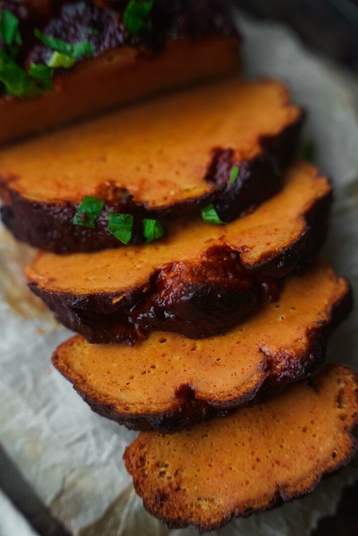 Vegan ham on a tray