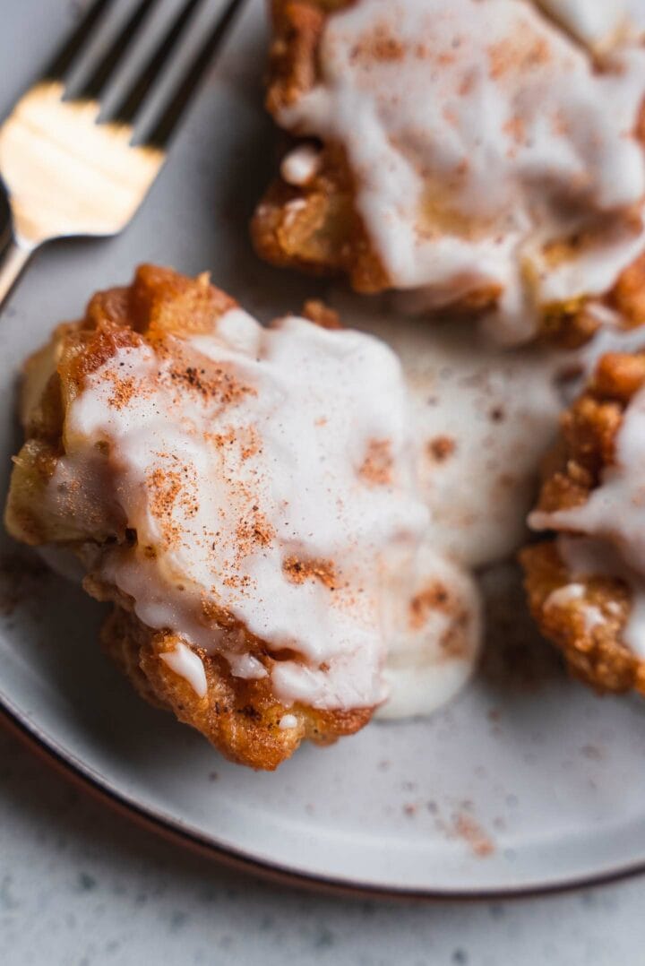 Dairy-free apple fritters with a sugar glaze