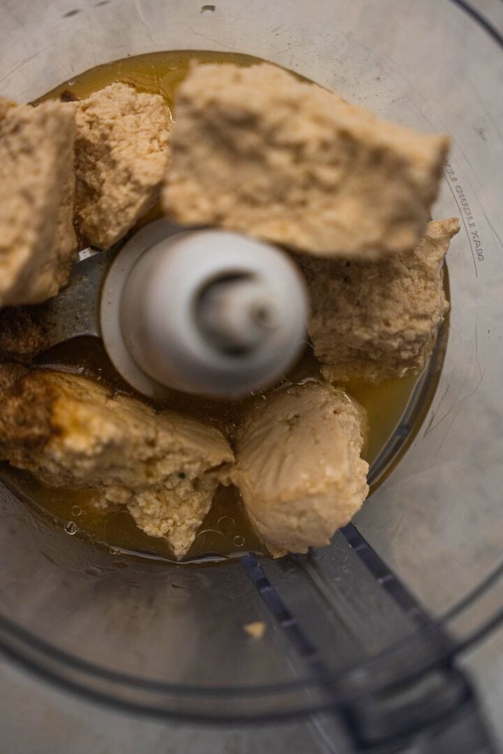 Seitan ingredients in a blender