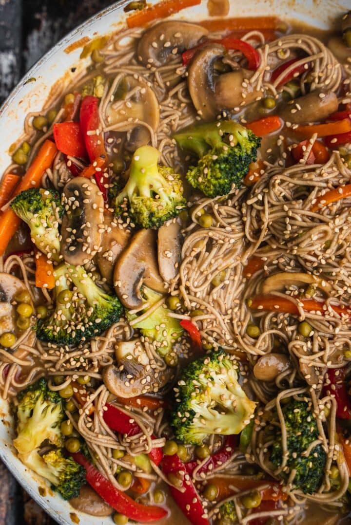 Soba noodle stir-fry with vegetables