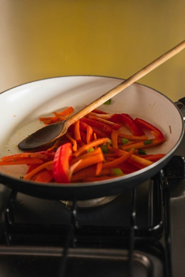 Vegetables in a frying pan